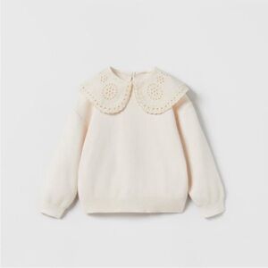 Zara Baby Crochet Collared Sweater Cream 12-18m